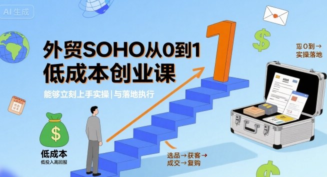 外贸SOHO从0到1低成本创业课,能够立刻上手实操与落地执行-慧阅轩