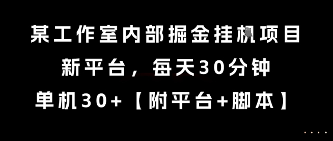 某工作室内部掘金挂G项目,新平台,每天30分钟,单机30+【揭秘】-慧阅轩