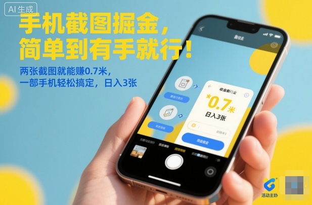 手机截图掘金,简单到有手就行!两张截图就能賺0.7米,一部手机轻松搞定,日入3张【揭秘】-慧阅轩