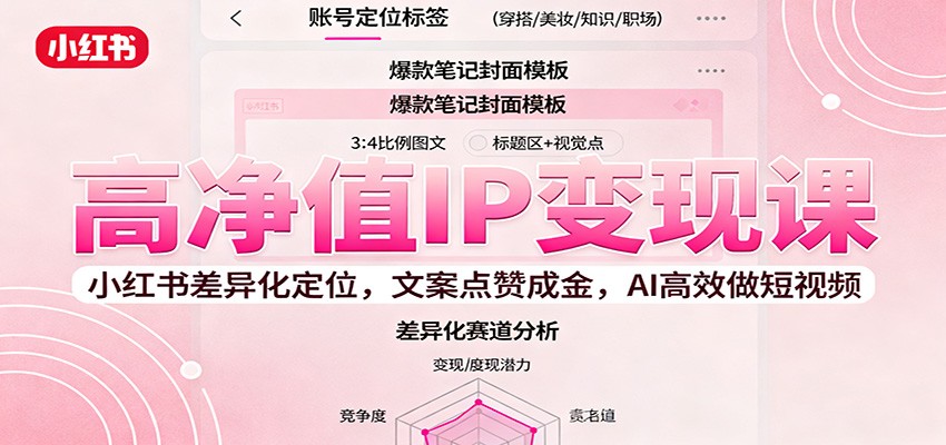 高净值IP变现课:小红书差异化定位,文案点赞成金, AI高效做短视频-慧阅轩