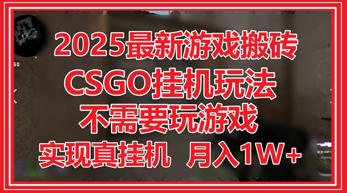 2025最新游戏搬砖,CSGO挂机,不需要玩游戏,实现真挂机,月入1W+-慧阅轩