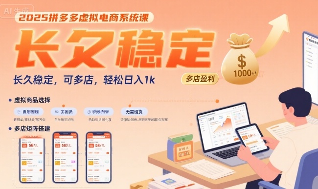 2025拼多多虚拟电商系统课,长久稳定,可多店,轻松日入1k-慧阅轩