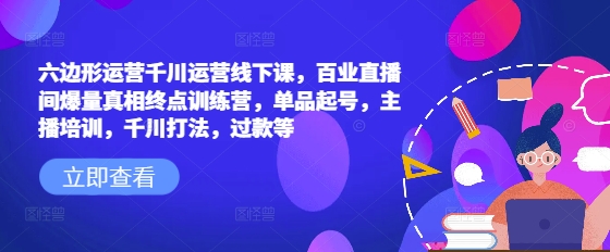 六边形运营千川运营线下课,百业直播间爆量真相终点训练营,单品起号,主播培训,千川打法,过款等-慧阅轩