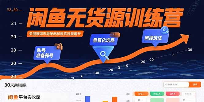 闲鱼无货源训练营:账号准备养号/垂直化选品/黑搜玩法,0基础30天盈利指南-慧阅轩
