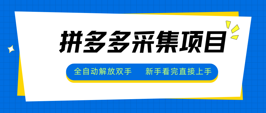 拼多多采集项目，全自动解放双手，单号日入30+-慧阅轩