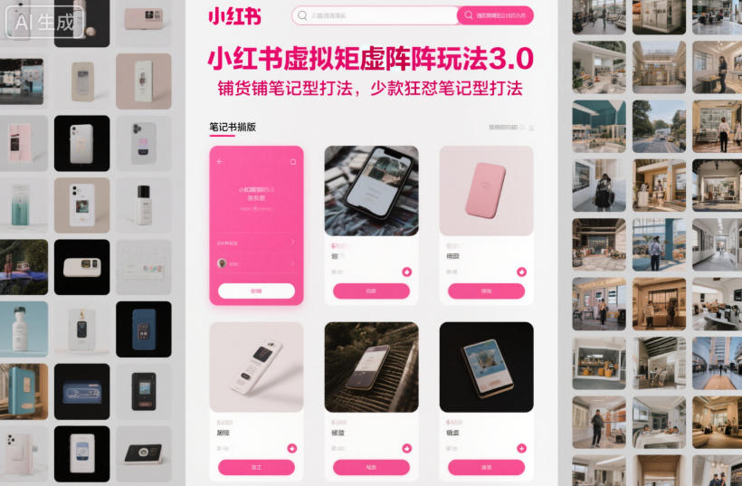 小红书虚拟矩阵玩法3.0,铺货铺笔记型打法,少款狂怼笔记型打法-慧阅轩