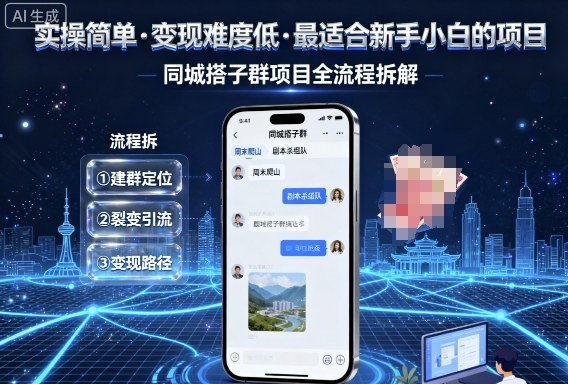 实操简单,变现难度低,最适合新手小白做的项目,每天轻松收入3张,同城搭子群项目全流程拆解-慧阅轩