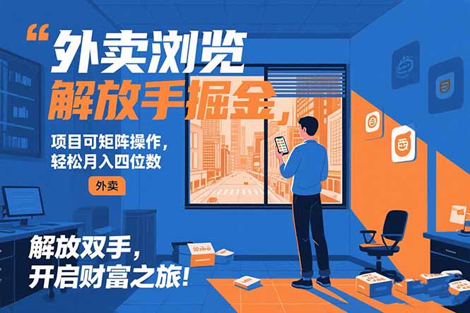 外卖浏览掘金项目 可矩阵操作 轻松日入500+-慧阅轩