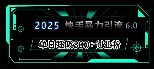 2025年快手6.0保姆级教程震撼来袭,单日狂吸300+精准创业粉-慧阅轩