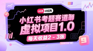 小红书考题赛道虚拟项目1.0,项目操作简单,每天收益2-3张-慧阅轩