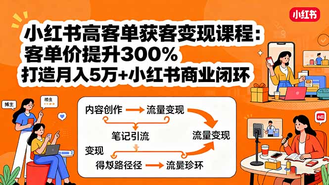 小红书高客单获客变现课程:客单价提升300%,打造月入10万+小红书商业闭环-慧阅轩