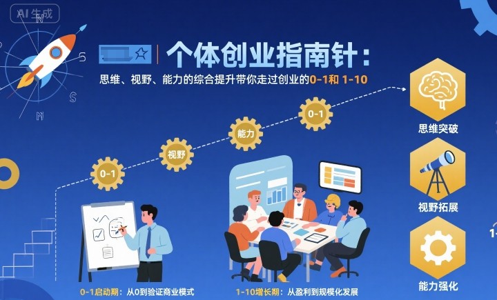 个体创业指南针,思维、视野、能力的综合提升带你走过创业的0-1和1-10【音频】-慧阅轩