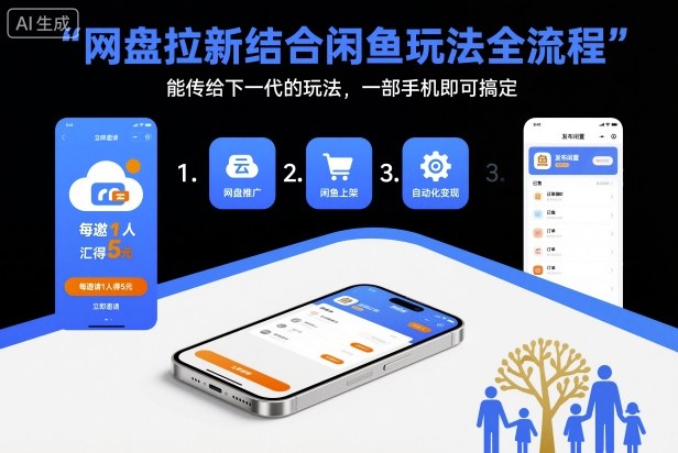 网盘拉新结合闲鱼玩法全流程,能传给下一代的玩法,一部手机即可搞定(附入口渠道以及实操教程)-慧阅轩