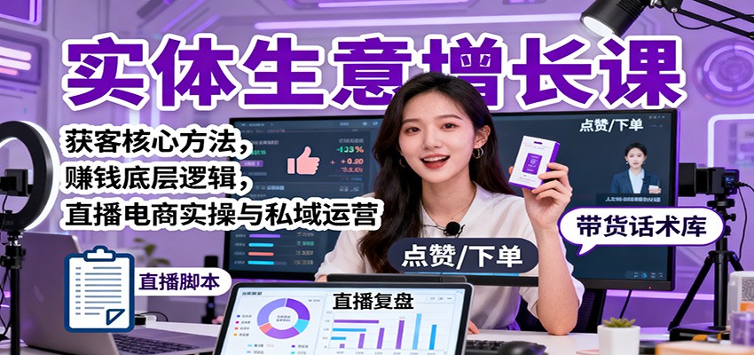 实体生意增长课:获客核心方法,赚钱底层逻辑,直播电商实操与私域运营-慧阅轩