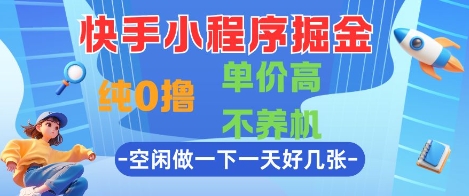 快手小程序掘金,纯0撸,单价高不养机 利用空闲时间做一做,一天好几张【揭秘】-慧阅轩