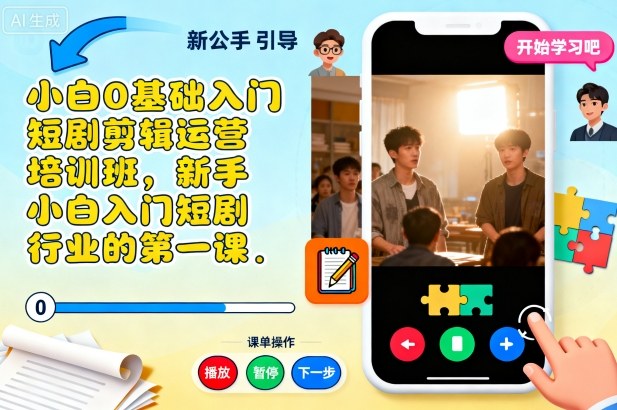 小白0基础入门短剧剪辑运营培训班,新手小白入门短剧行业的第一课-慧阅轩