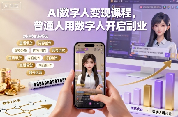 AI数字人变现课程,普通人用数字人开启副业-慧阅轩