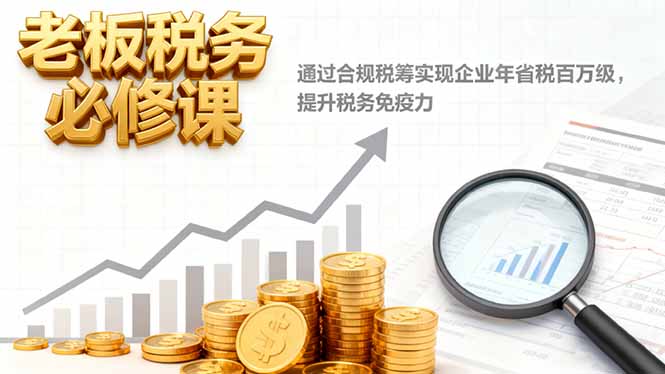 老板税务必修课,通过合规税筹实现企业年省税百万级,提升税务免疫力-慧阅轩