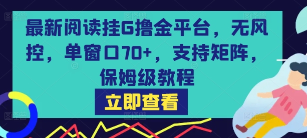 最新阅读挂G撸金平台,无风控,单窗口70+,支持矩阵,保姆级教程【揭秘】-慧阅轩