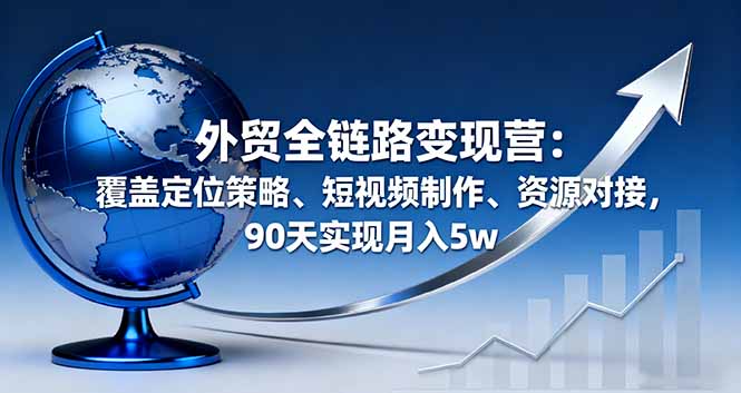 外贸全链路变现营：覆盖定位策略、短视频制作、资源对接，90天实现月入5w-慧阅轩