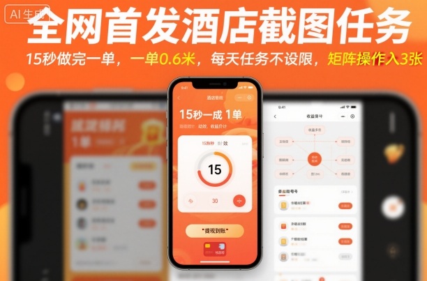 全网首发酒店截图任务,15秒做完一单,一单0.6米,每天任务不设限,矩阵操作日入3张【揭秘】-慧阅轩