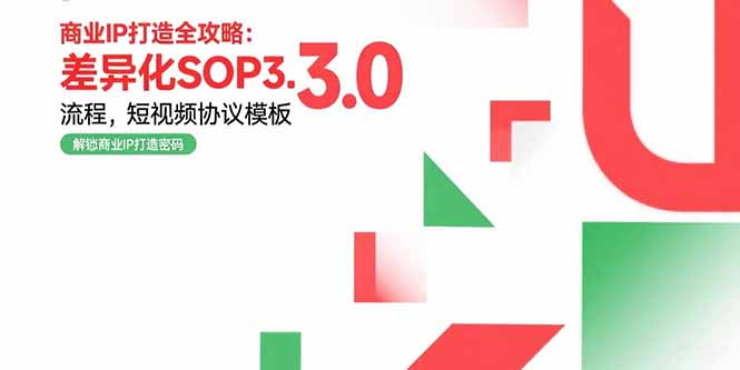 商业IP打造全攻略:差异化SOP3.0流程,短视频协议模板,婚恋项目实战案例-慧阅轩