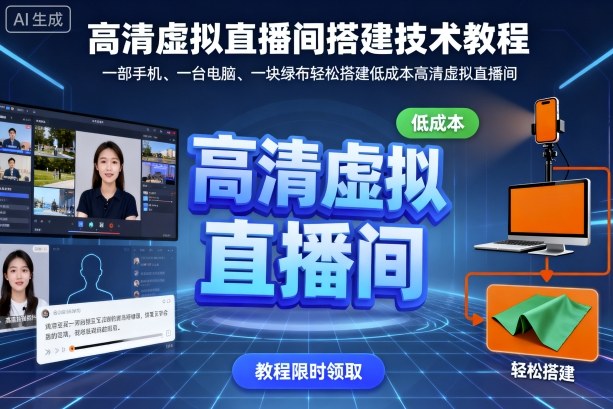 高清虚拟直播间搭建技术教程,一部手机、一台电脑、一块绿布轻松搭建低成本高清虚拟直播间-慧阅轩