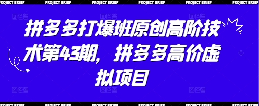 拼多多打爆班原创高阶技术第43期,拼多多高价虚拟项目-慧阅轩