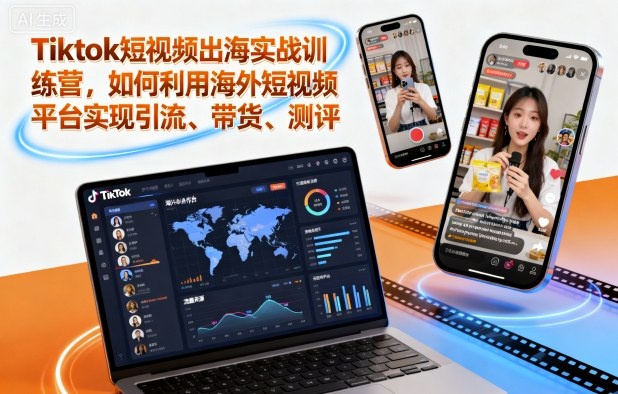 Tiktok短视频出海实战训练营,如何利用海外短视频平台实现引流、带货、测评-慧阅轩