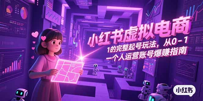 小红书虚拟电商,从0-1的完整起号玩法,一个人运营账号爆赚指南-慧阅轩