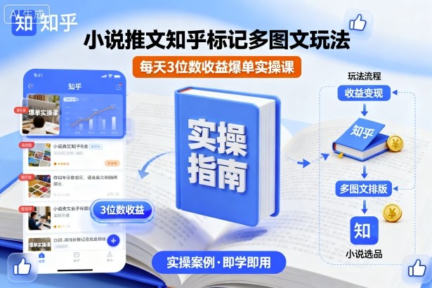 小说推文知乎标记多图文玩法,每天3位数收益爆单实操课-慧阅轩