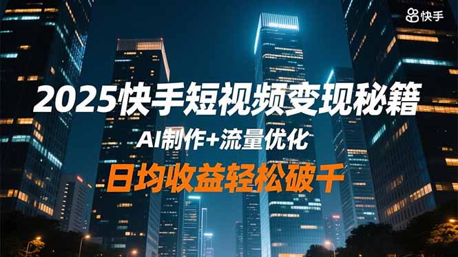 2025快手短视频变现秘籍,AI制作+流量优化,日均收益轻松破千-慧阅轩