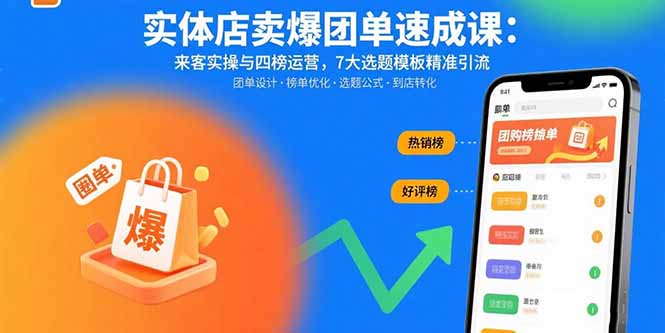 实体店卖爆团单速成课：来客实操与四榜运营，7大选题模板精准引流-慧阅轩