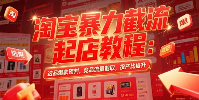 淘宝暴力截流起店教程:选品爆款预判,竞品流量截取,投产比提升-慧阅轩
