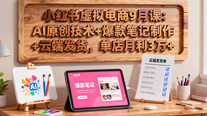 小红书虚拟电商9月课:AI原创技术+爆款笔记制作+云端发货,单店月利3万+-慧阅轩