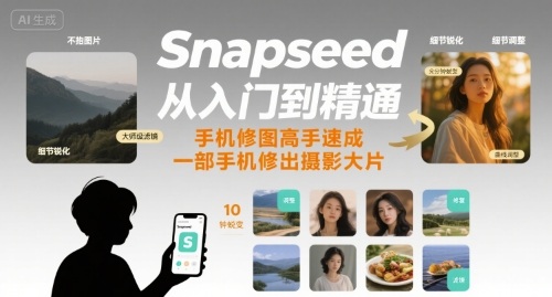 Snapseed从入门到精通,手机修图高手速成,一部手机就能修出摄影大片-慧阅轩