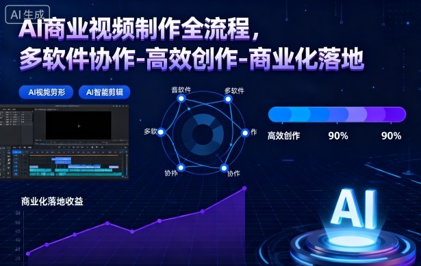 AI商业视频制作全流程，多软件协作-高效创作-商业化落地-慧阅轩