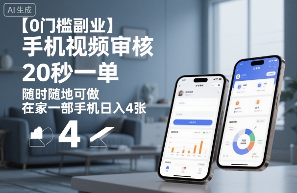 【0门槛副业】手机视频审核,20秒一单,随时随地可做,在家一部手机日入4张【揭秘】-慧阅轩