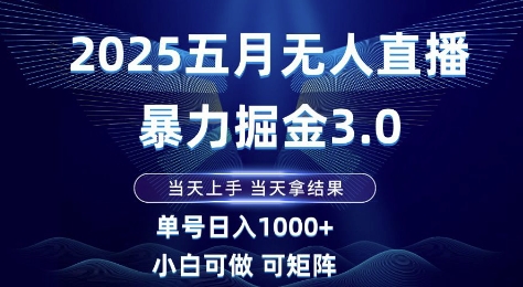 2025五月无人直播暴力掘金3.0，当天上手，当天拿结果，单号日入1k+小白可做可矩阵【揭秘】-慧阅轩