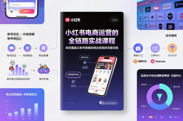 小红书电商运营的全链路实战课程,系统覆盖从账号搭建到商业变现的完整流程-慧阅轩