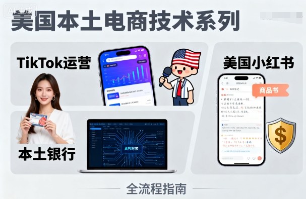 美国本土电商技术,Tiktok 运营篇+美国小红书篇+本土银行篇-慧阅轩