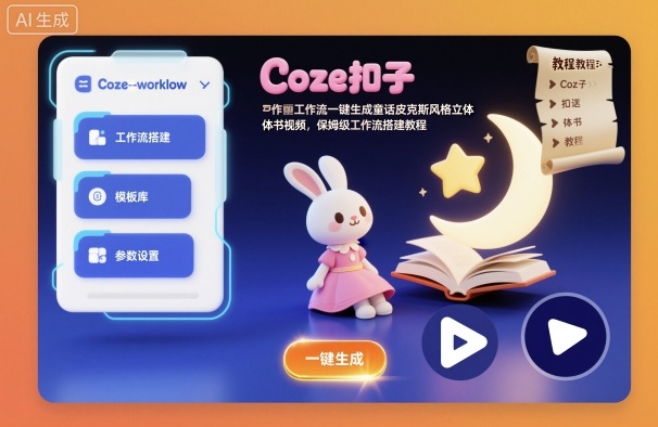 Coze扣子工作流一键生成童话皮克斯风格立体书视频,保姆级工作流搭建教程-慧阅轩