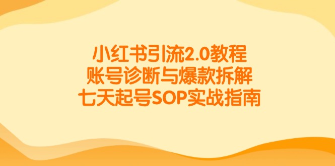 小红书引流2.0教程,账号诊断与爆款拆解,七天起号SOP实战指南-慧阅轩