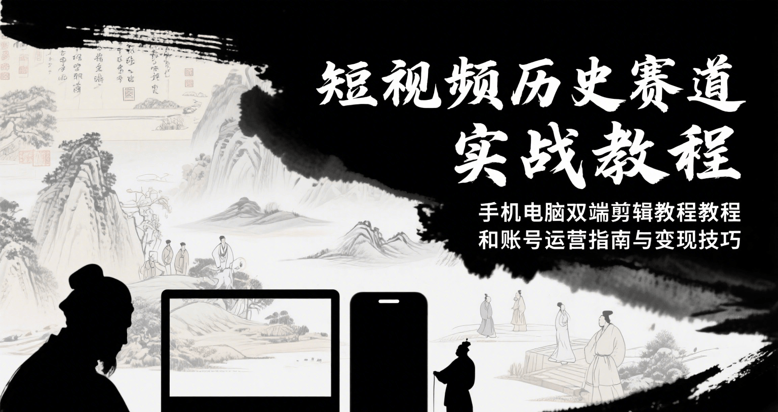 短视频历史赛道实战教程,手机电脑双端剪辑教程和账号运营指南与变现技巧-慧阅轩
