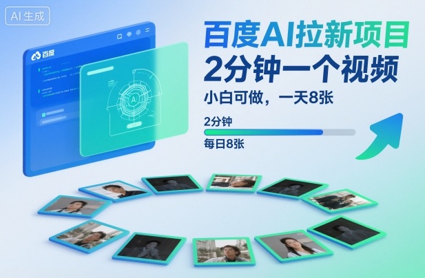 百度AI拉新项目，2分钟一个视频，小白可做，一天8张【附案例+保姆级教程】-慧阅轩