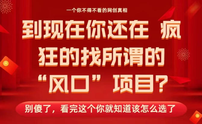 马上26年了,你还在找所谓的风口项目?别傻了,看完这个你全都懂了!【揭秘】-慧阅轩