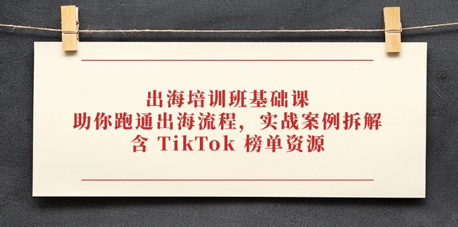出海培训班基础课,助你跑通出海流程,实战案例拆解,含 TikTok 榜单资源-慧阅轩