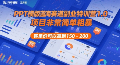PPT模版蓝海赛道副业特训营1.0,项目非常简单粗暴,客单价可以高到150-200-慧阅轩
