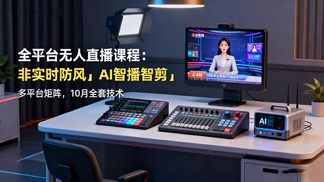 全平台无人直播课程：非实时防风＋AI智播智剪＋多平台矩阵，10月全套技术-慧阅轩
