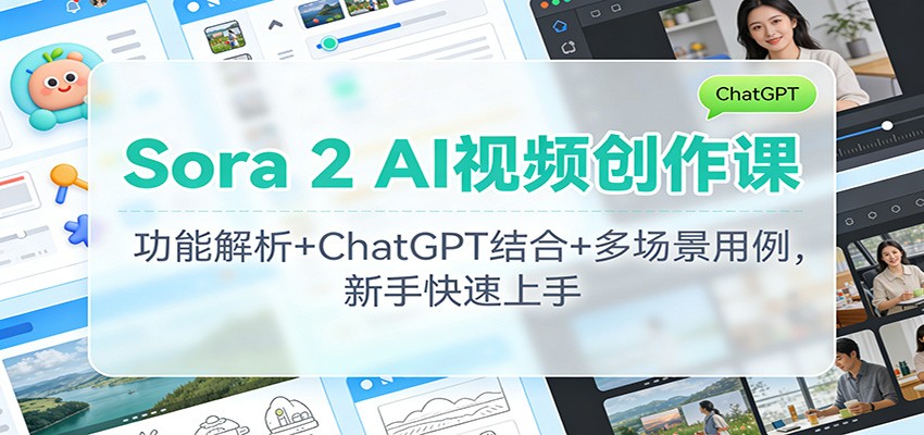 Sora 2 AI视频创作课:功能解析+ChatGPT结合+多场景用例,新手快速上手-慧阅轩